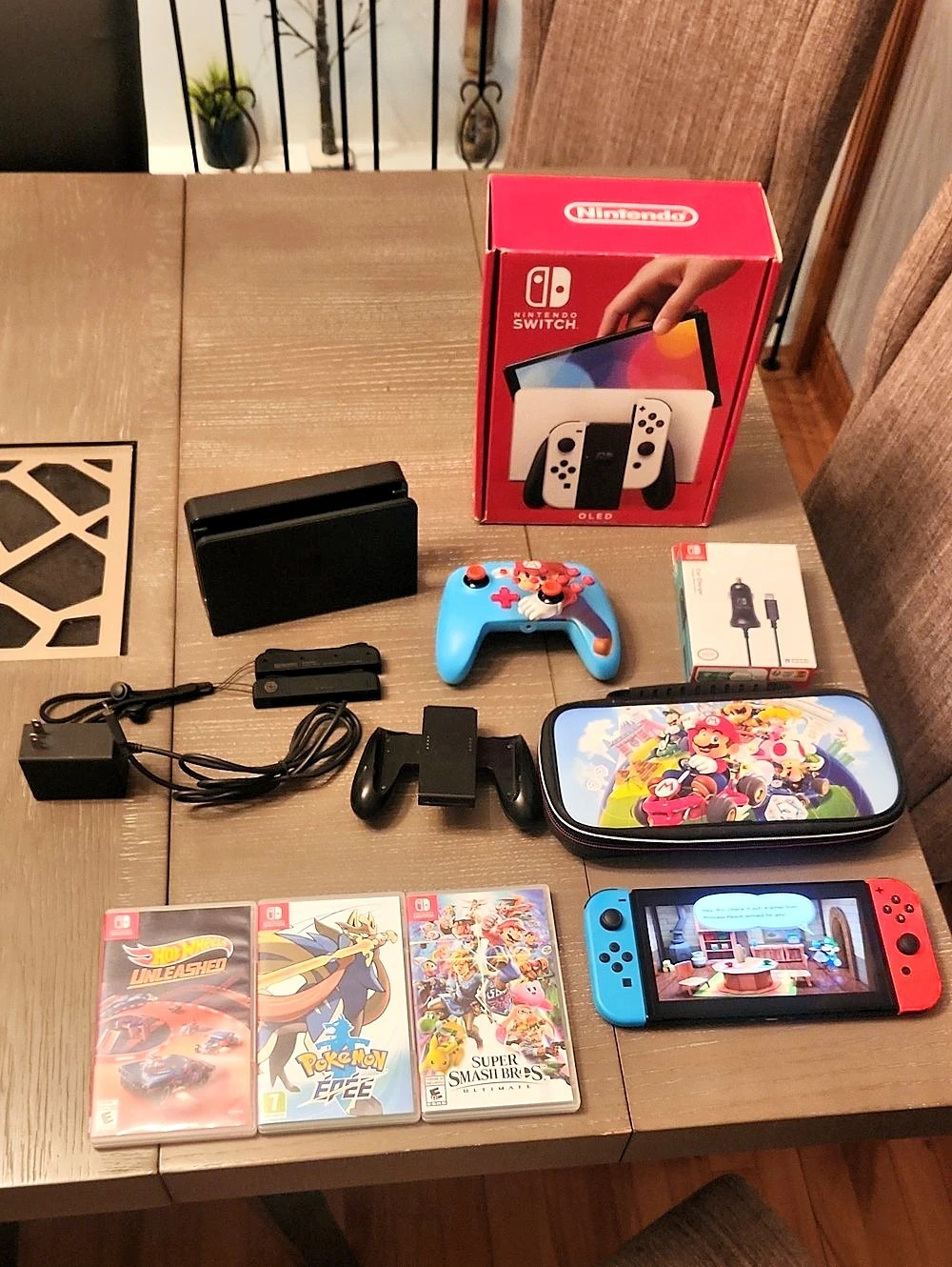 Nintendo Switch OLED Console Bundle Red & Black Bundle Games And Accessories